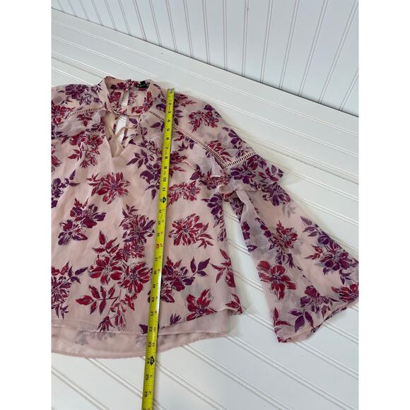 Express Pink Floral Bell Sleeve BLouse & Animal Print Top Womens Bundle Size S - Picture 4 of 9